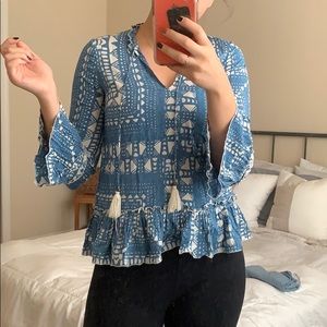Blue and white blouse